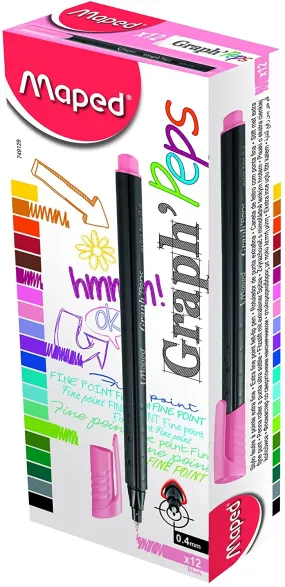 Maped Graph'Peps Fineliner Blush Box of 12Pcs