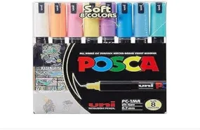 Mitsubishi 1MR Uni Posca Bullet Tip Extra Fine Soft Color Marker 8 Pcs Pack