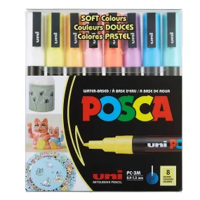 Mitsubishi 3M Uni Posca Bullet Tip Soft Colors Marker 8 Pcs Pack