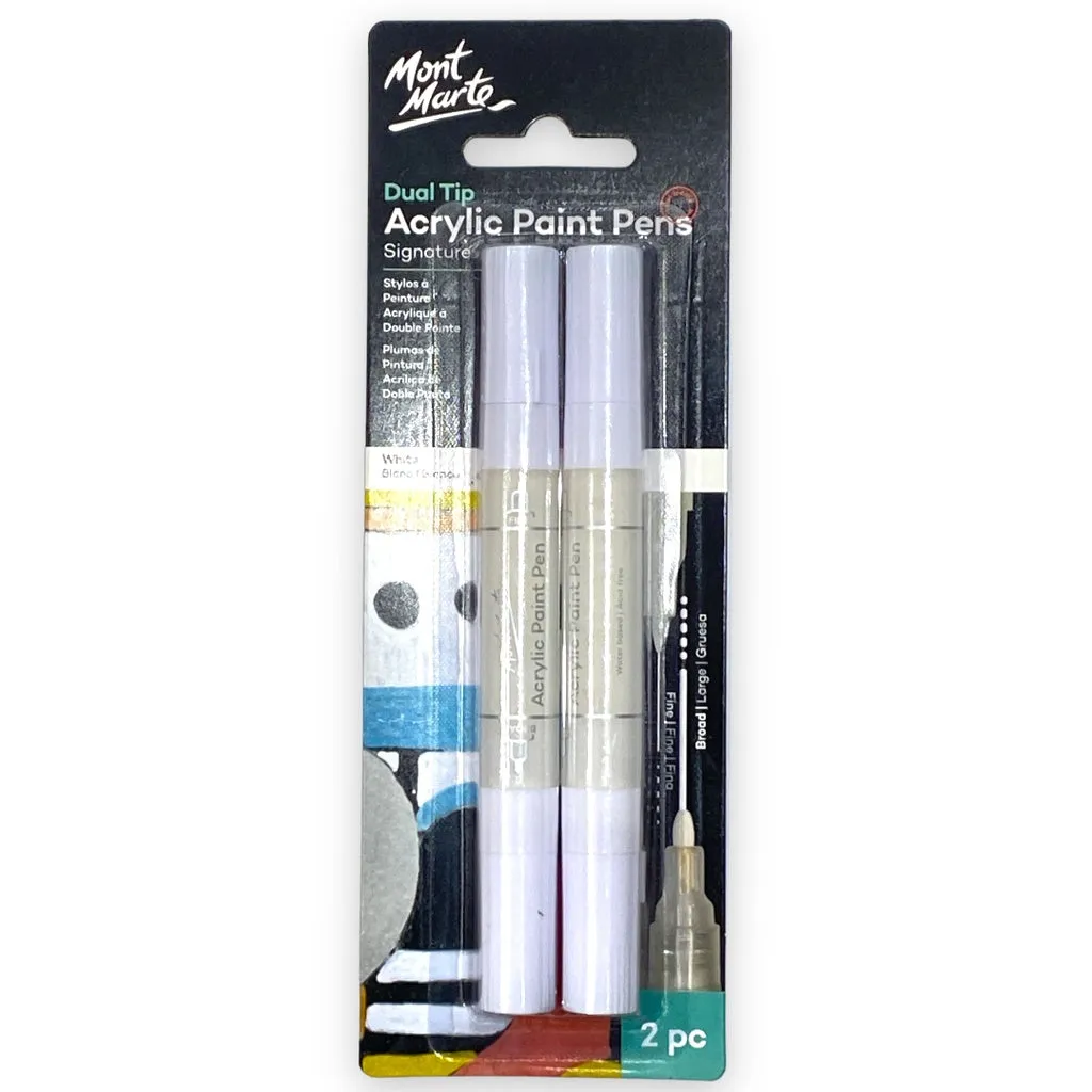 Mont marte Acrylic Paint Pens Dual Tip White 2pc