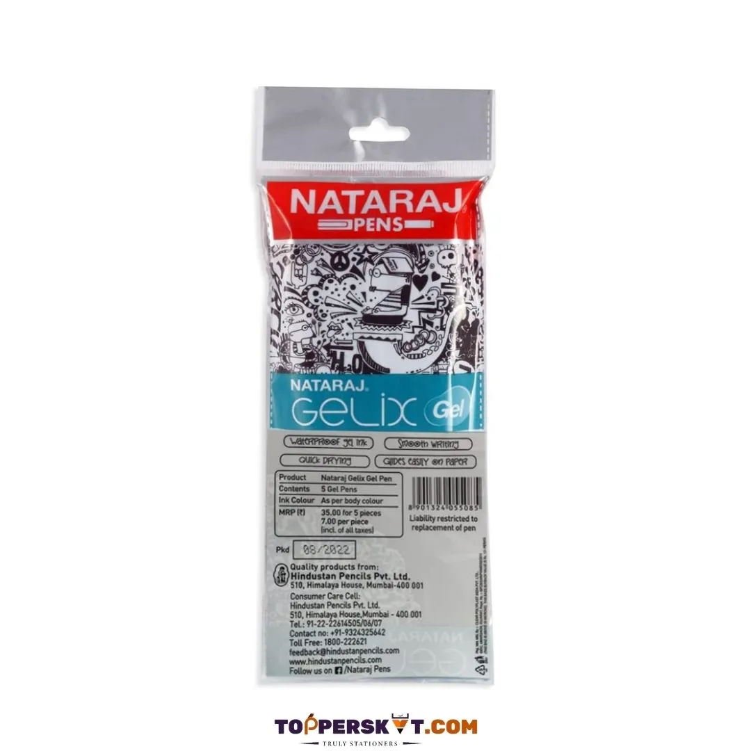 Nataraj Gelix Gel Pens  – Blue ( Pack of 5 )