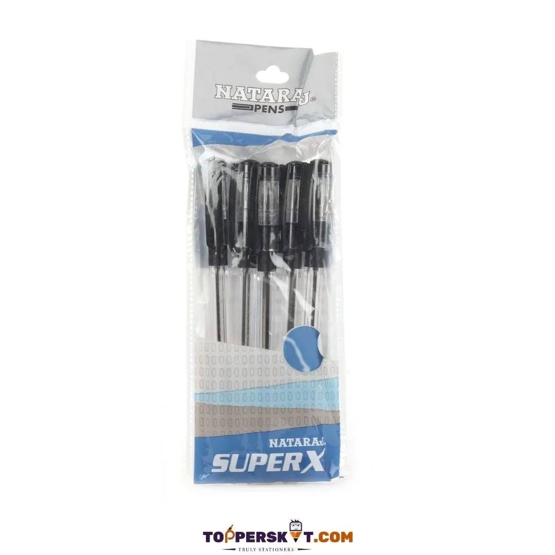 Nataraj Super X Ball Pen  – Black ( Pack of 5 )
