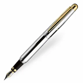 Otto Hutt Design 02 - Smooth Sterling Silver & Gold Trim Fountain Pen