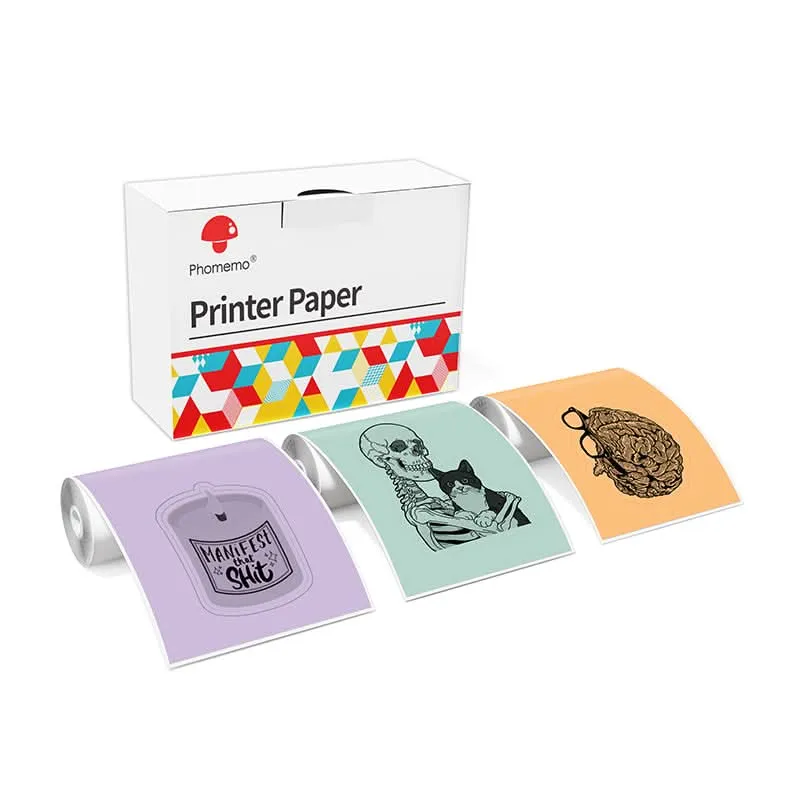 Phomemo 53mm Orange/Green/Purple Sticker 20-Year-Lasting Thermal Paper for T02/M02X/M832丨3 Rolls