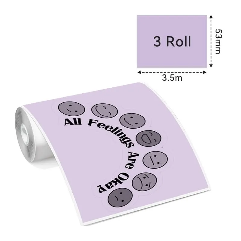 Phomemo 53mm Orange/Green/Purple Sticker 20-Year-Lasting Thermal Paper for T02/M02X/M832丨3 Rolls