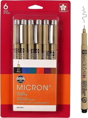PIGMA MICRON PEN, 6 PENS SET - (SKXSDK-6)