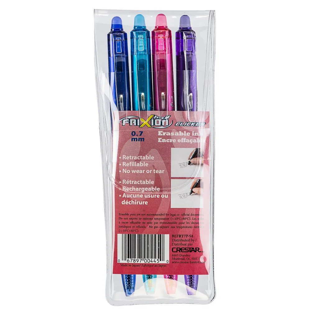 Pilot Frixion Erasable Gel Clicker Pen Set - 4 Colours