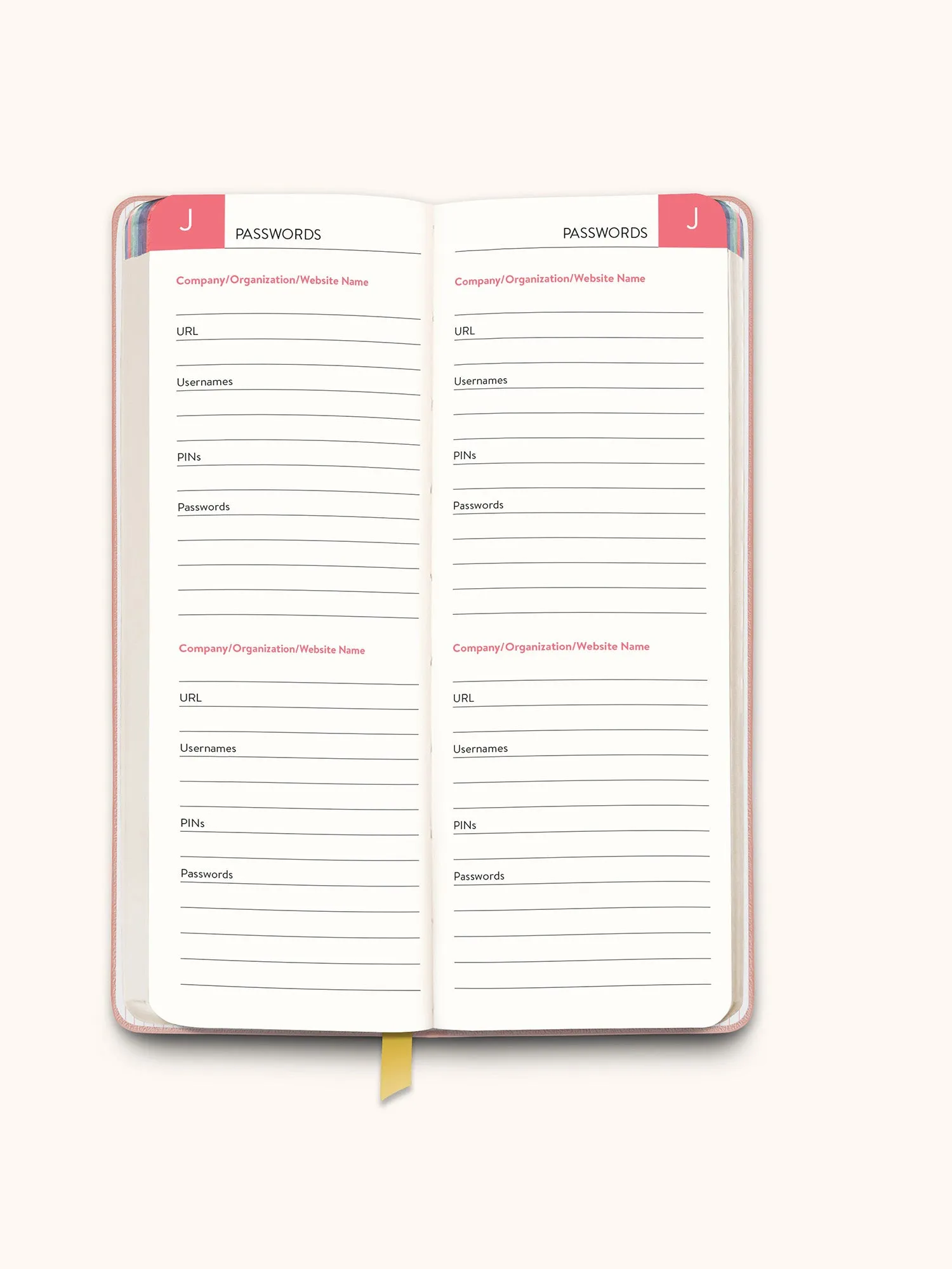 Pink Password Jotter Journal