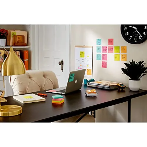 Post-it Super Sticky Notes, 24 Note Pads, 3x3 in., 2x the Sticking Power, School Supplies and Office Products for Vertical Surfaces, Monitors, Walls & Windows, Supernova Neons Collection