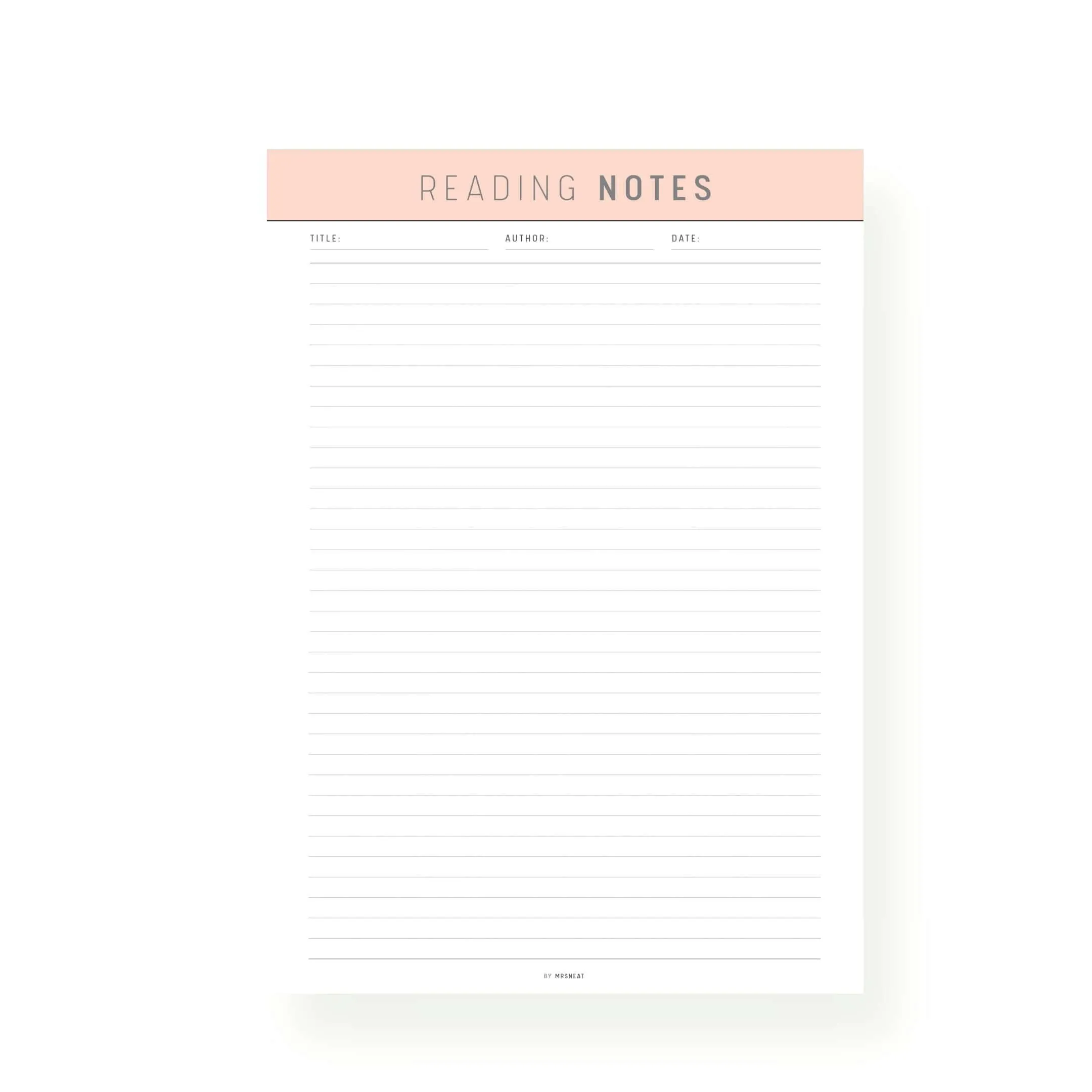 Reading Notes Template Printable - M231