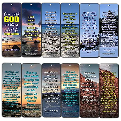 Religious Bible Quotes Bookmarks for Doing The Impossible (KJV) (30-Pack) - Handy Bible Verses Perfect for Daily Encouragement