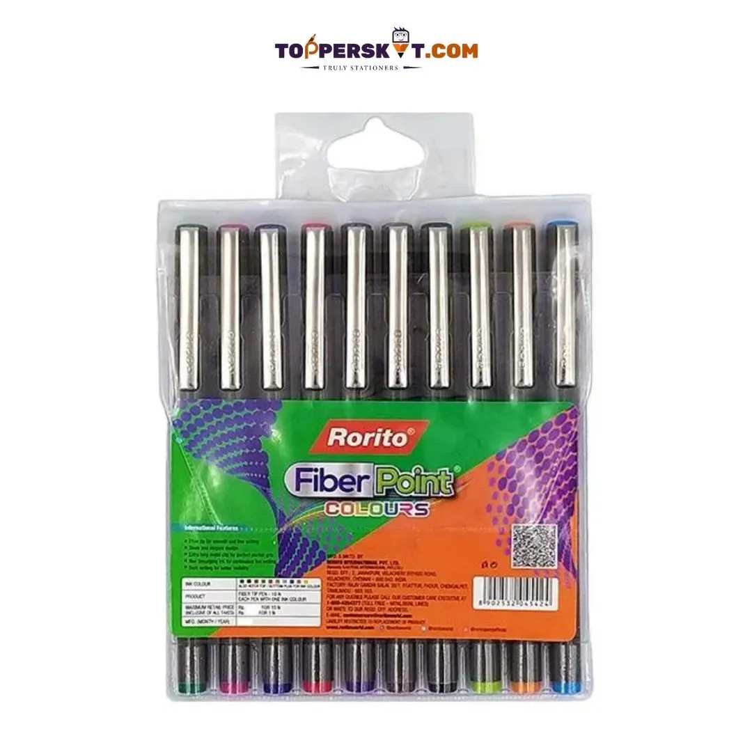 Rorito Fiberpoints Gel Pens Set : Vibrant Colours ( Pack of 10 )