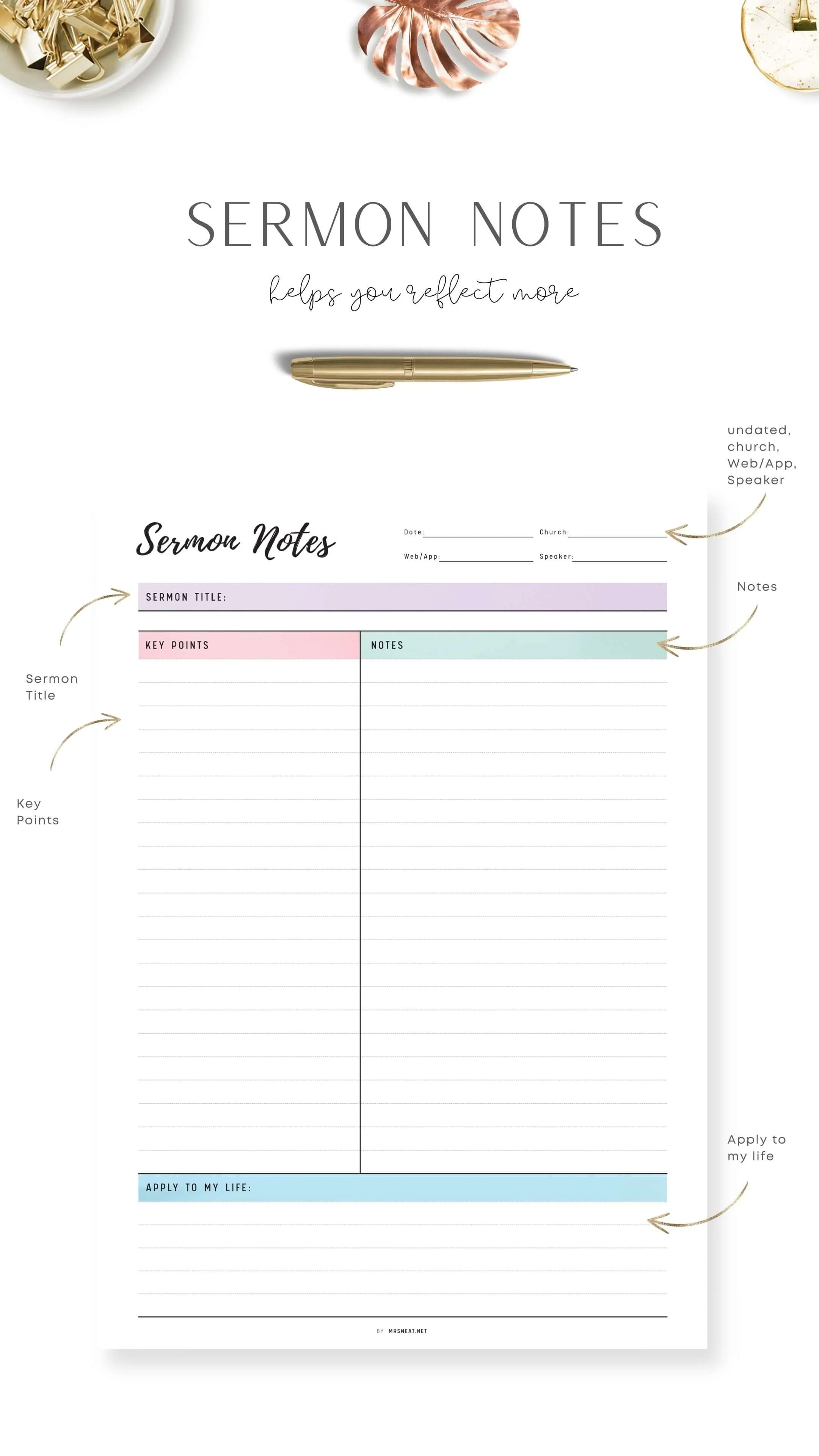 Sermon Notes Journal Printable - Vol.02 - M328