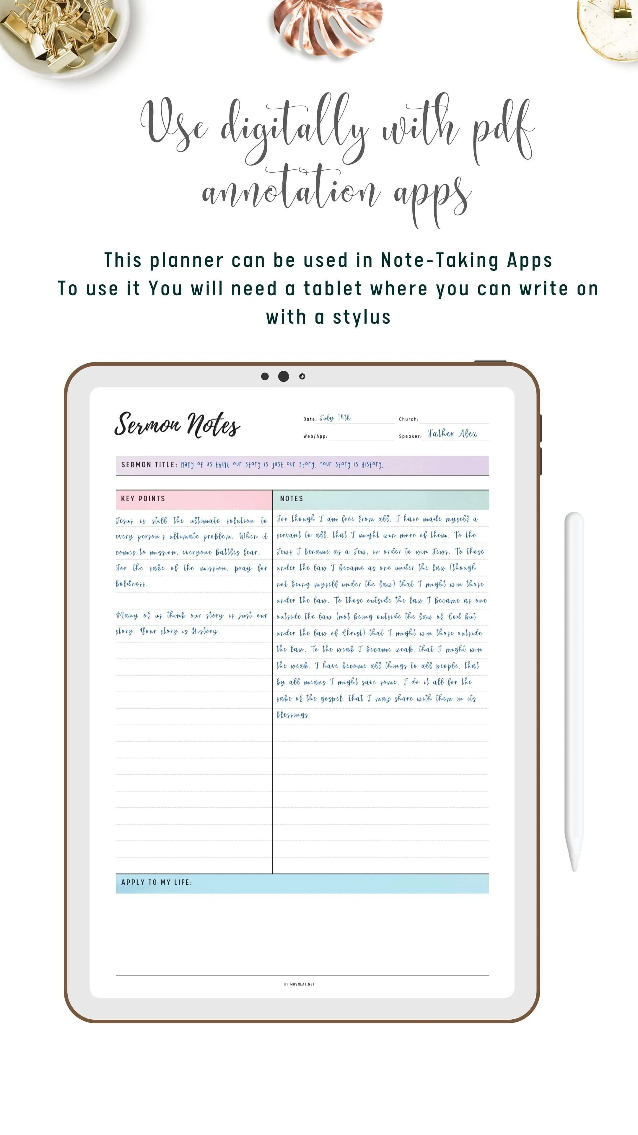 Sermon Notes Journal Printable - Vol.02 - M328