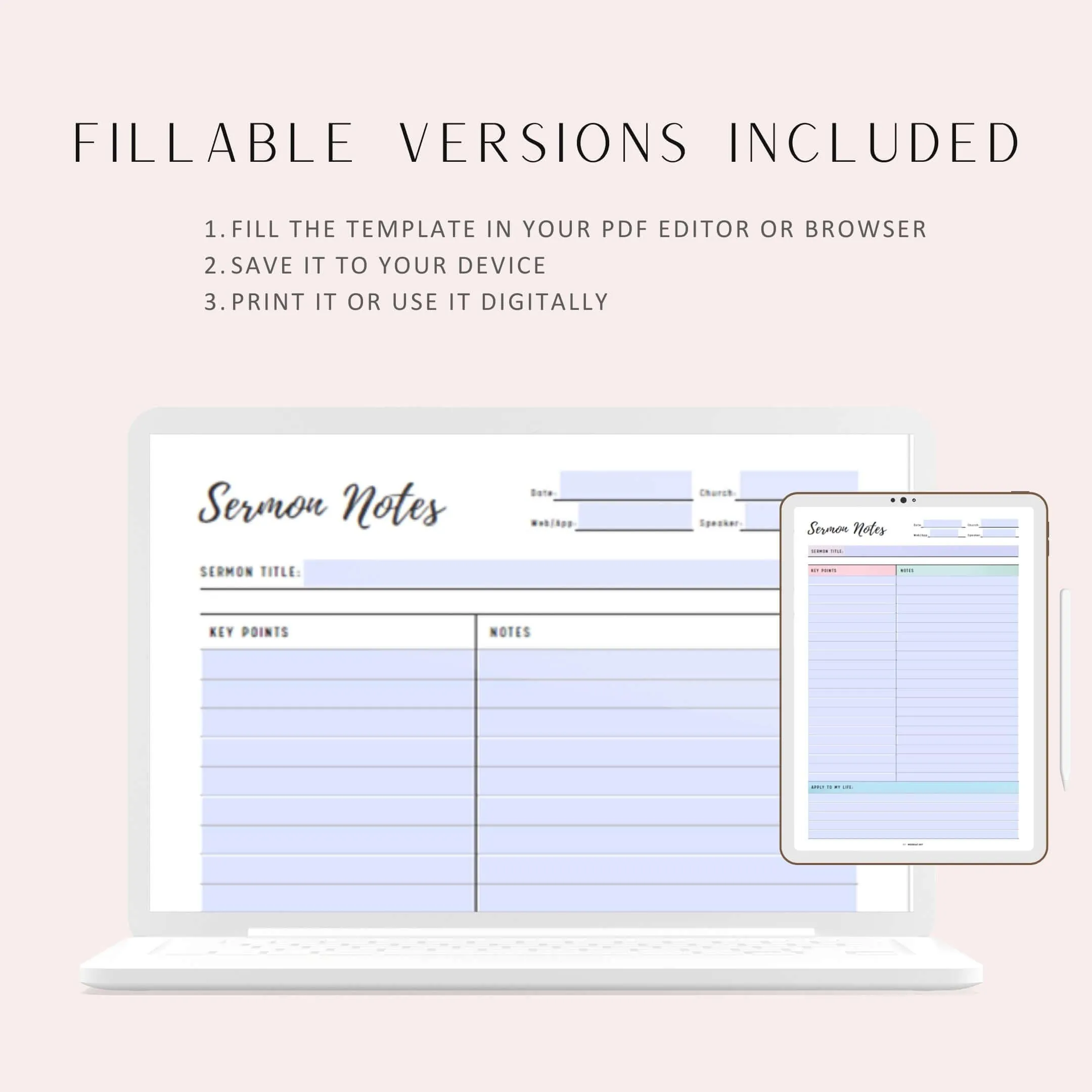 Sermon Notes Journal Printable - Vol.02 - M328