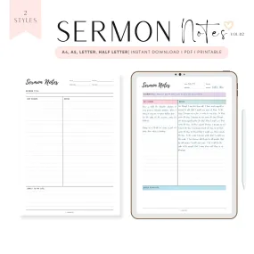 Sermon Notes Journal Printable - Vol.02 - M328