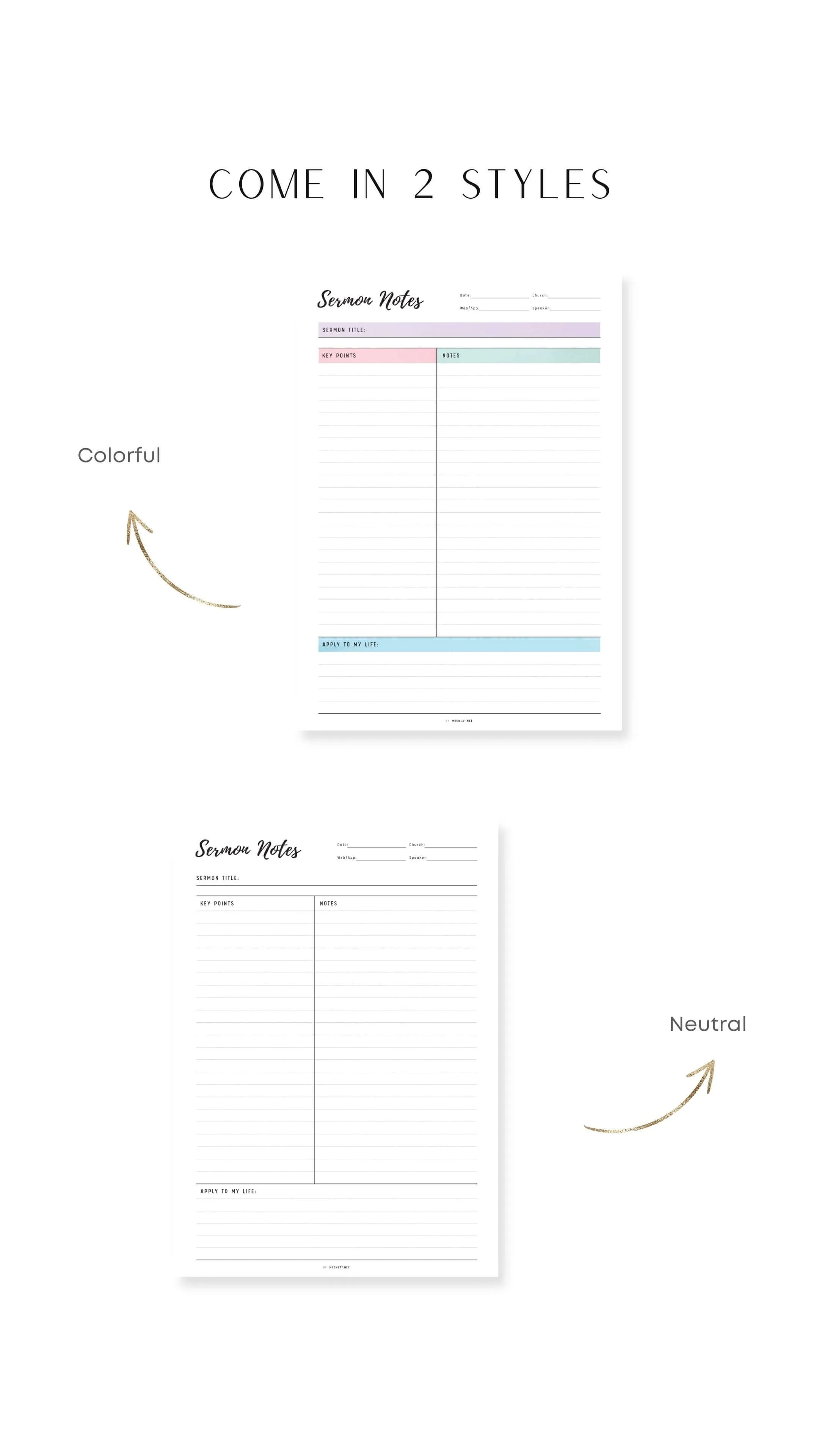 Sermon Notes Journal Printable - Vol.02 - M328