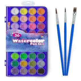 Smart Color Art Set Of 36 Watercolor Trays | Watercolor Paint Set With 4 Brushes