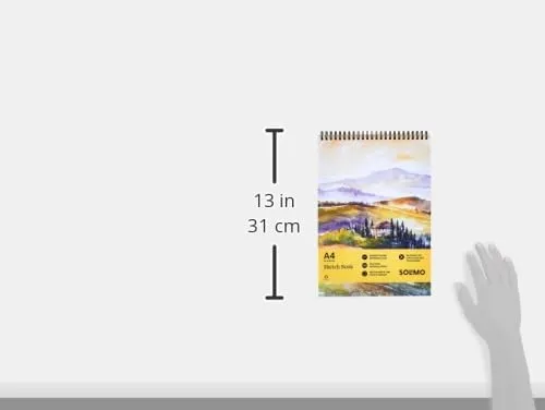 SOLIMO Sketchbook, Spiral-Bound, A4 Size, Professional-Grade Sheets, Compatible with a Range of Art Material_AZSBA4P1