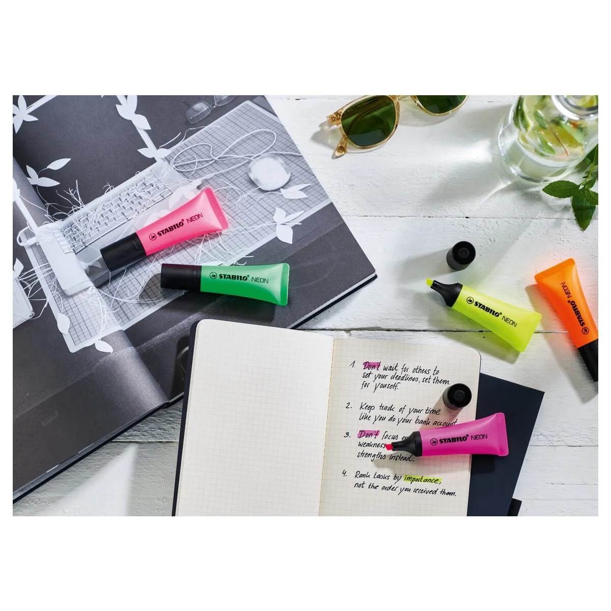 STABILO NEON Yellow Highlighter Box of 10