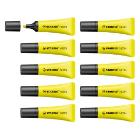 STABILO NEON Yellow Highlighter Box of 10