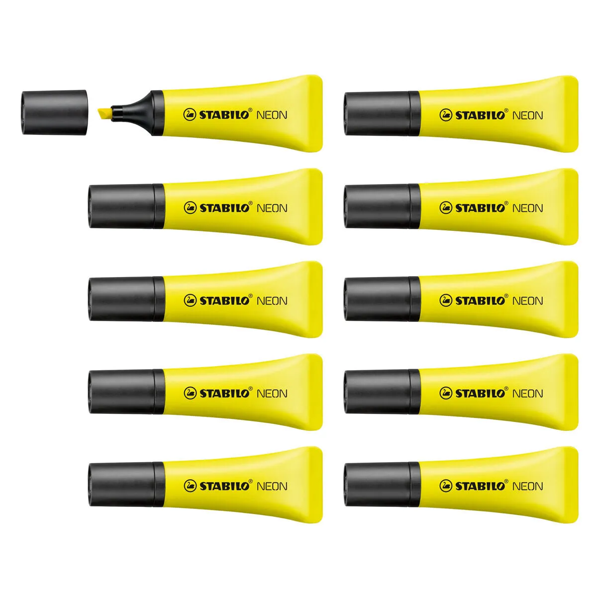 STABILO NEON Yellow Highlighter Box of 10