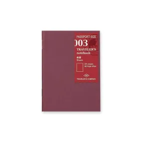 Traveler's Company - 003 Blank Notebook Refill (Passport)