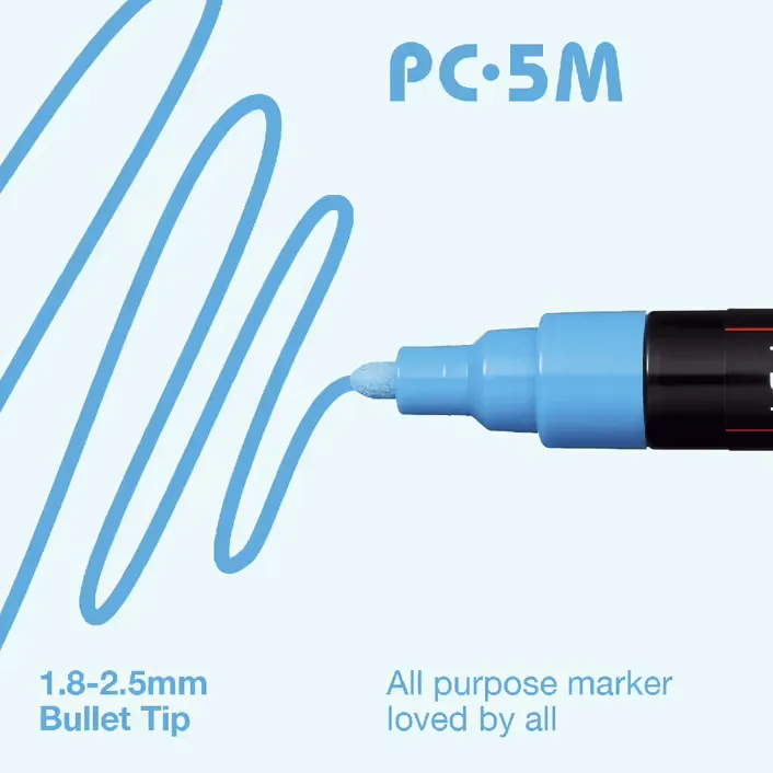 Uni Posca PC5M Paint Markers Pastel Colours 8 Pack 2.5mm NIB