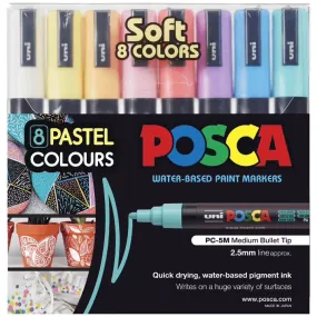 Uni Posca PC5M Paint Markers Pastel Colours 8 Pack 2.5mm NIB